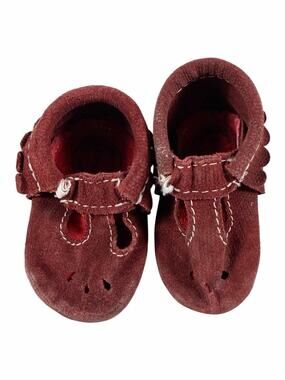Freshly Picked Oxblood Leather T-Strap Soft Sole Baby Shoes Moccasins Size 2
